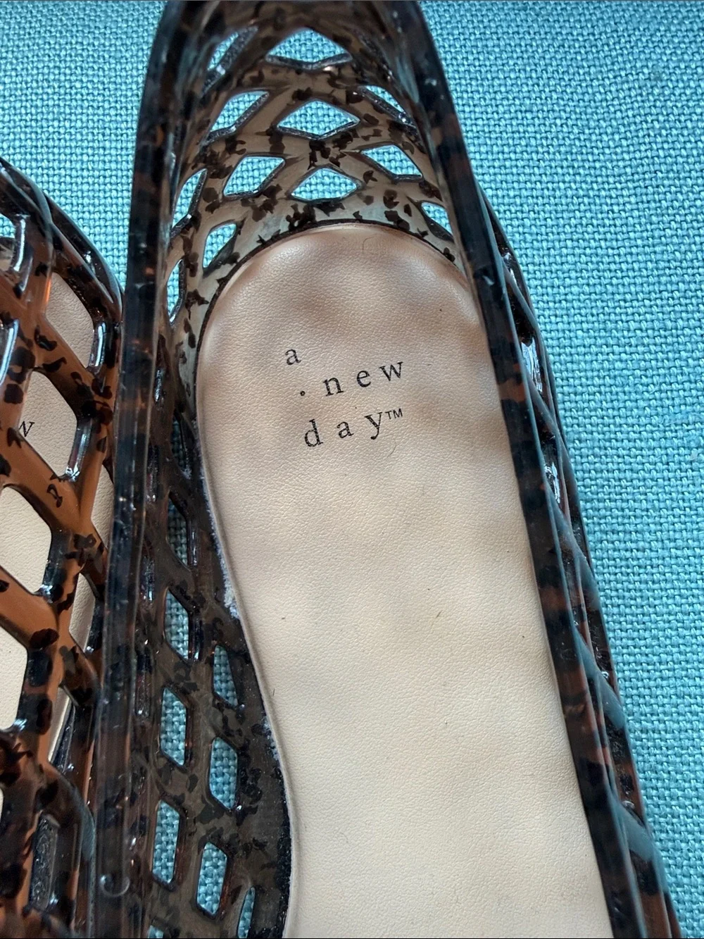 a new day Brown Lattice Jelly Flats